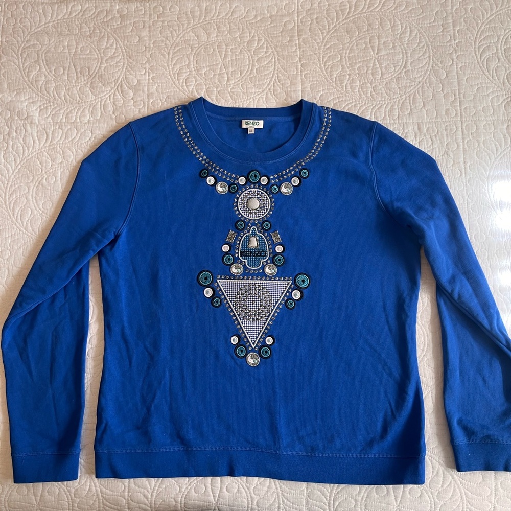 Kenzo Embroidered Blue Crewneck Long sleeve
